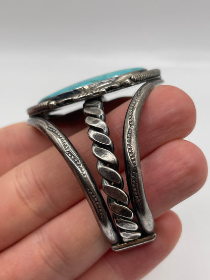 Heavy silver turquoise bangle