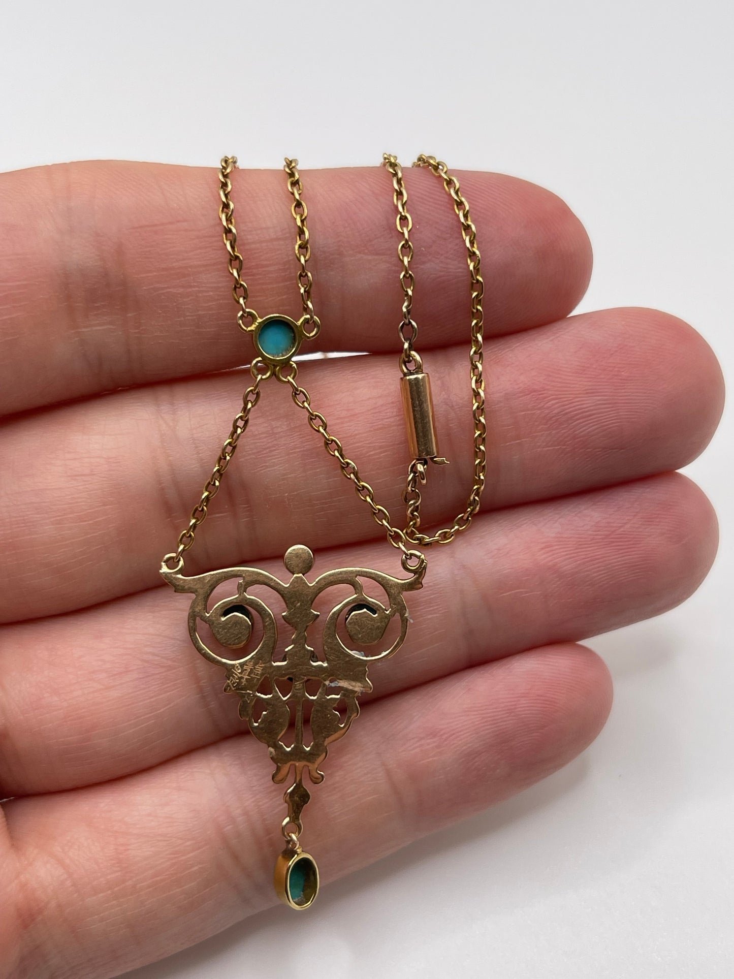15ct rose gold turquoise and pearl necklace