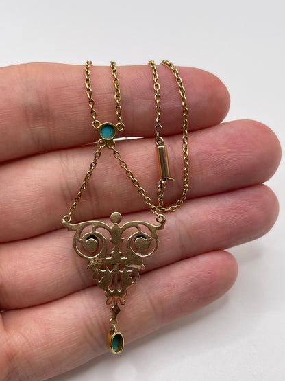 15ct rose gold turquoise and pearl necklace
