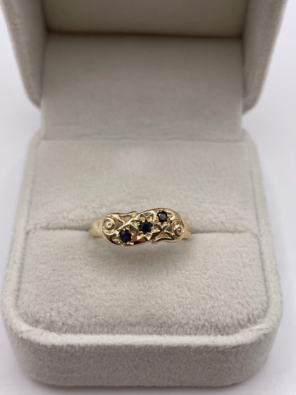 9ct gold sapphire gypsy ring