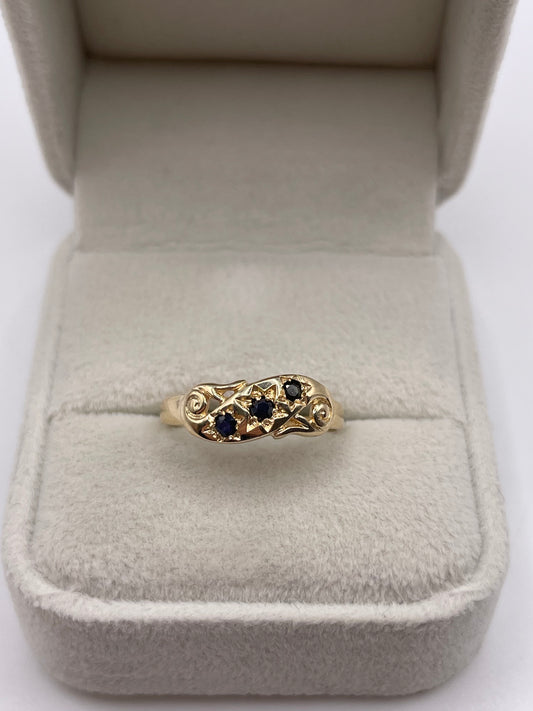 9ct gold sapphire gypsy ring