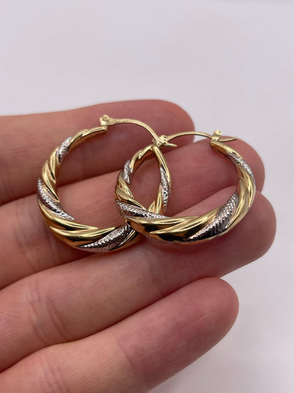9ct gold two-tone creole earrings