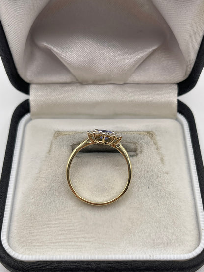 9ct gold tanzanite and zircon ring