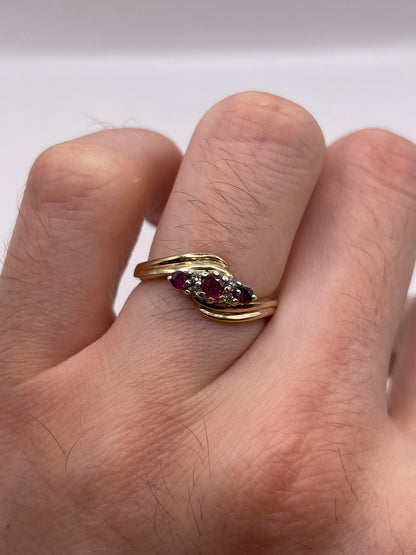 9ct gold ruby and diamond ring