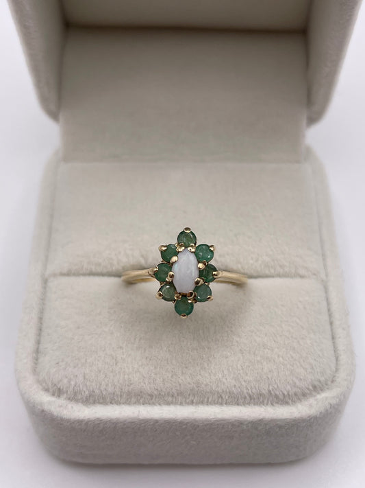9ct gold opal and emerald ring