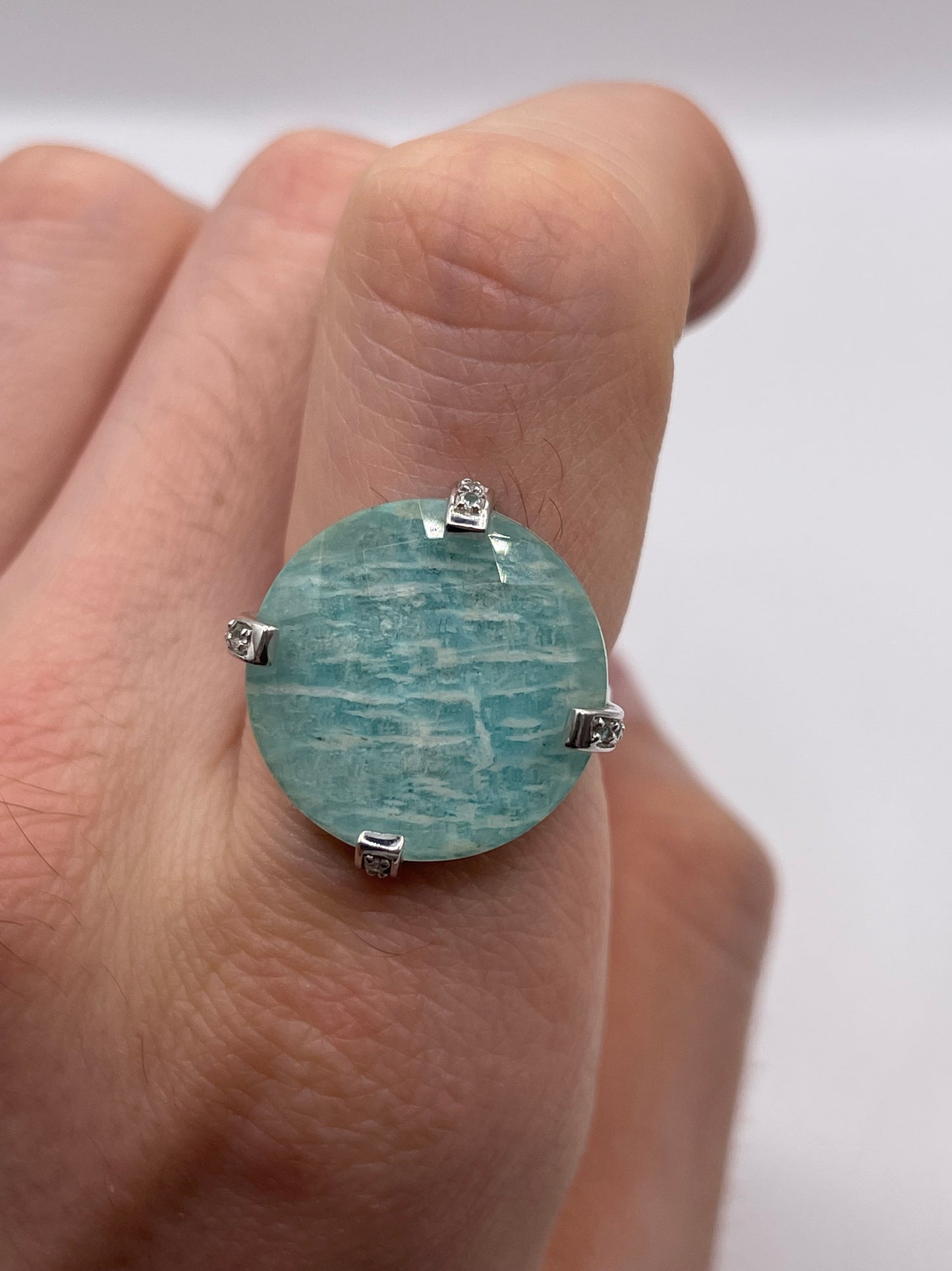 Silver gemstone ring