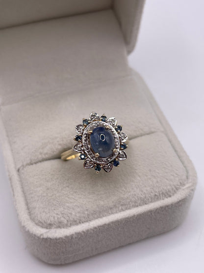 9ct gold sapphire and diamond ring