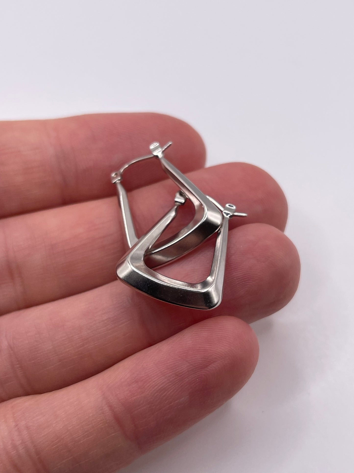 9ct white gold creole earrings