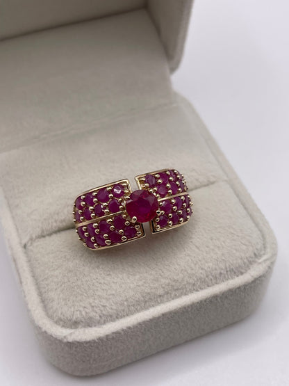 9ct gold ruby cluster ring