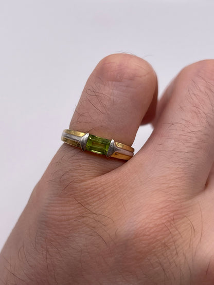 14ct two tone gold peridot ring