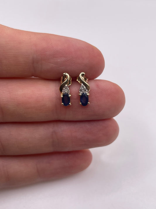 9ct gold sapphire and diamond earrings