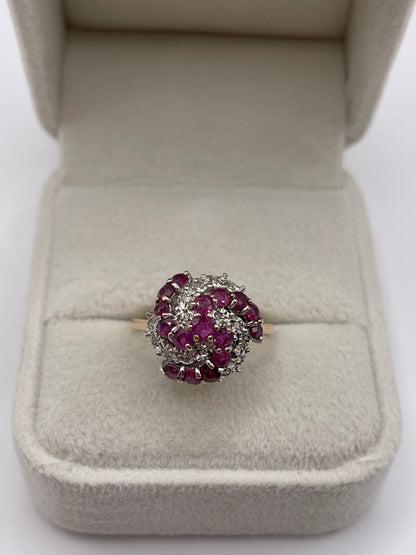 9ct gold ruby and diamond ring
