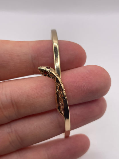 9ct gold garnet snake bangle