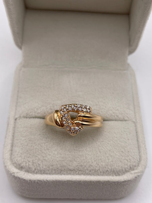 14ct rose gold cz cluster ring
