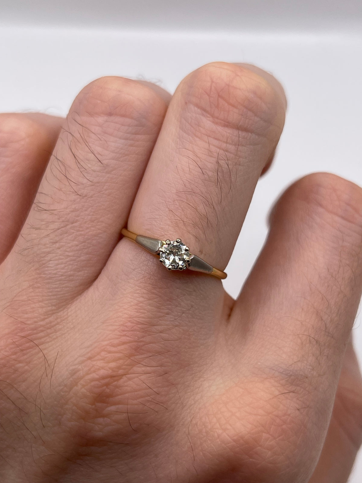 18ct gold platinum old cut diamond ring