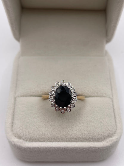 9ct gold sapphire and diamond ring