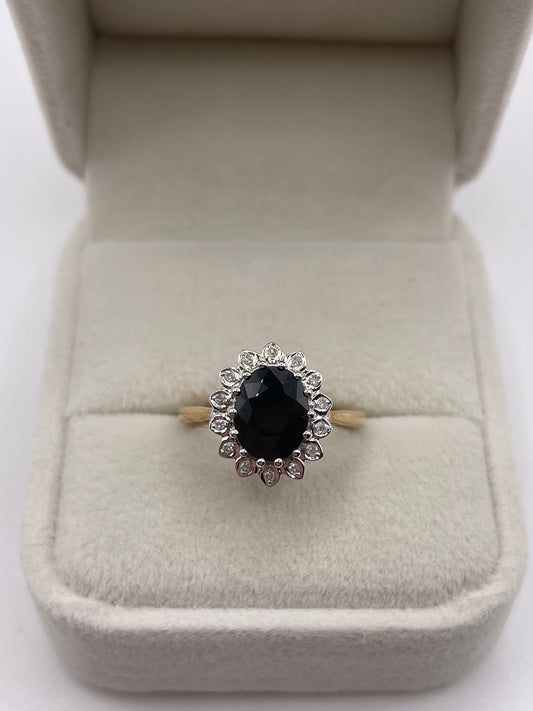 9ct gold sapphire and diamond ring