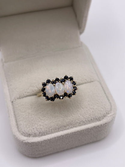 9ct gold opal and sapphire ring