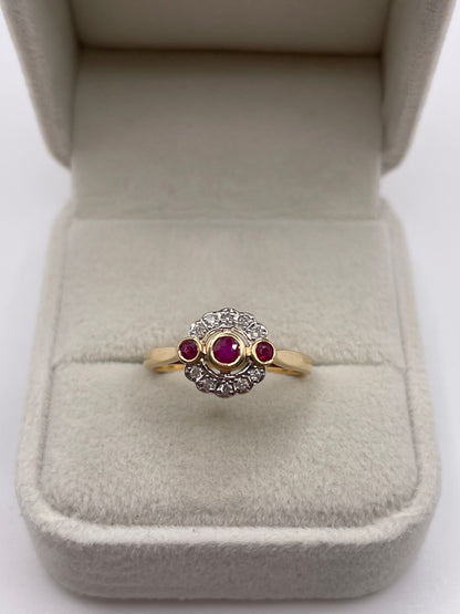 14ct gold ruby and diamond ring