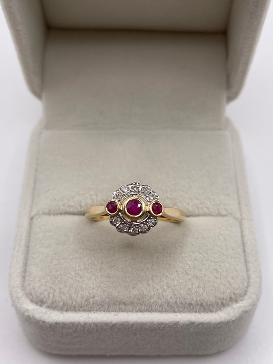 14ct gold ruby and diamond ring