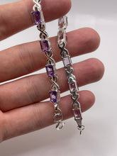 Load image into Gallery viewer, Silver amethyst bracelet
