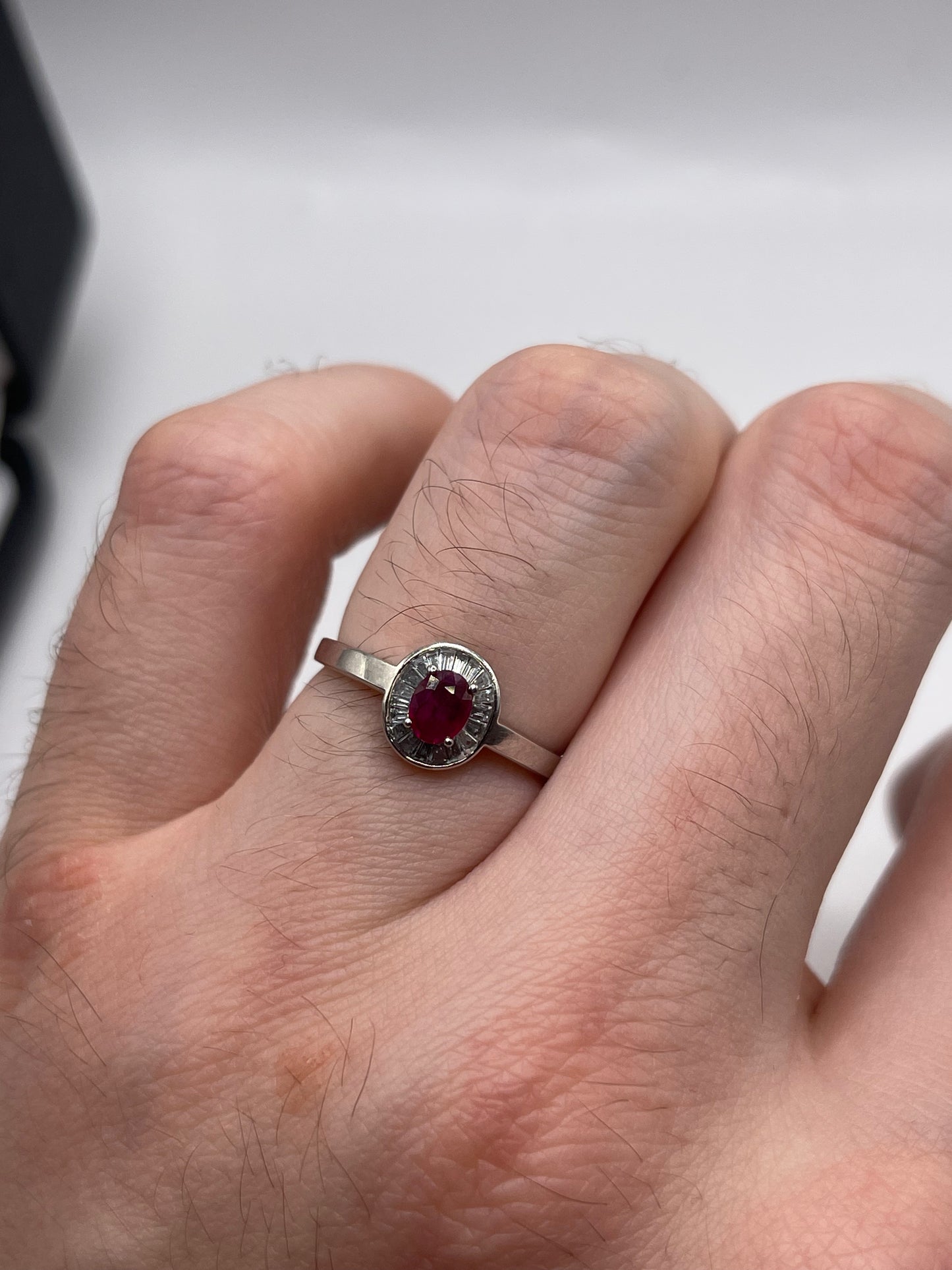 18ct white gold ruby and diamond ring