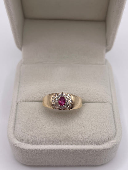 9ct gold ruby and diamond ring