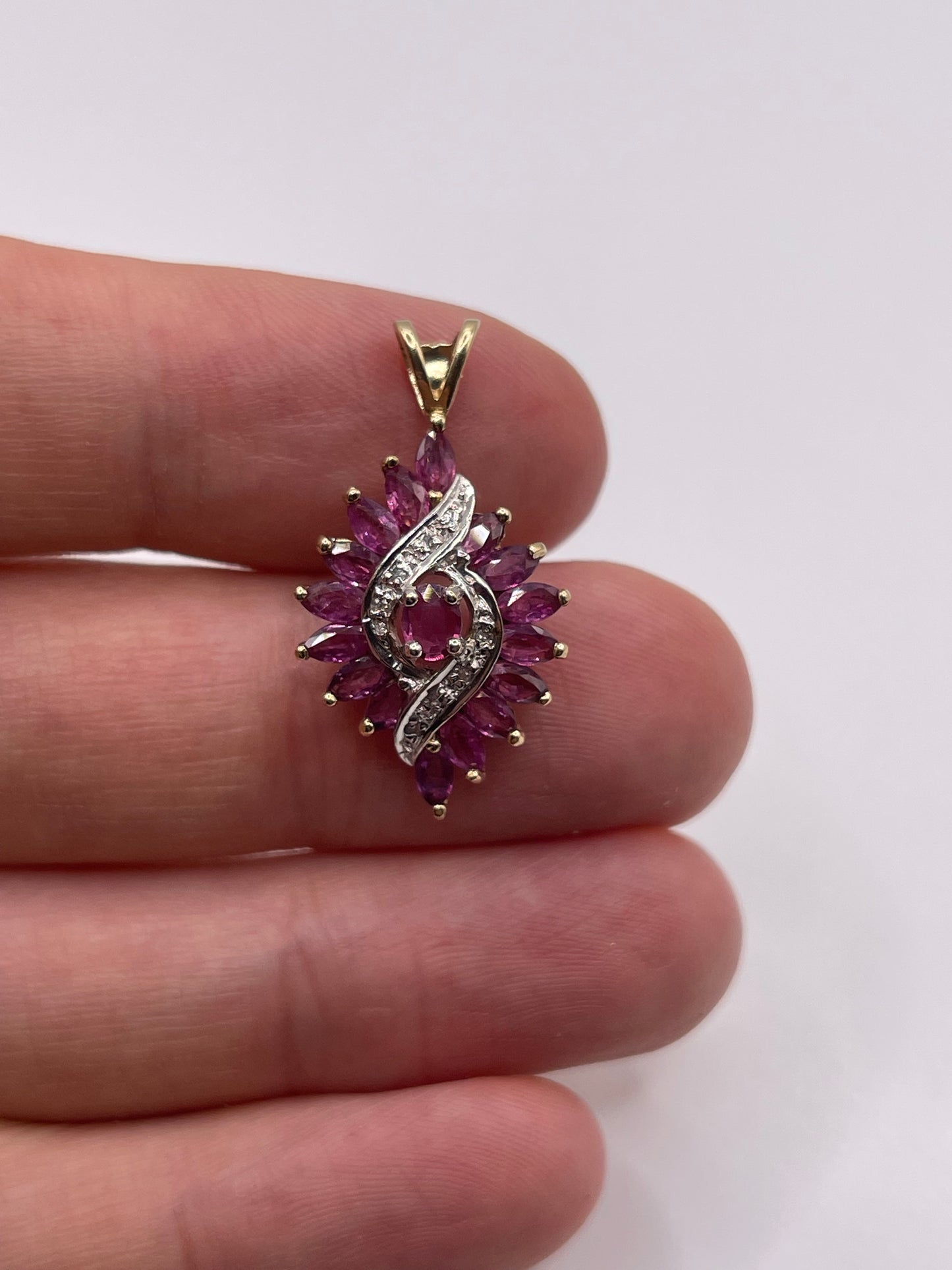 9ct gold ruby and diamond pendant