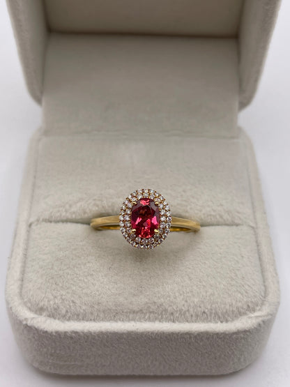 18ct gold tourmaline and diamond ring