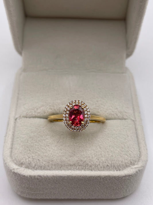 18ct gold tourmaline and diamond ring