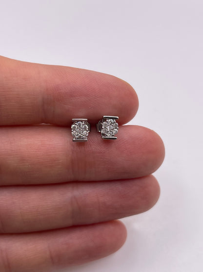 9ct white gold diamond cluster earrings