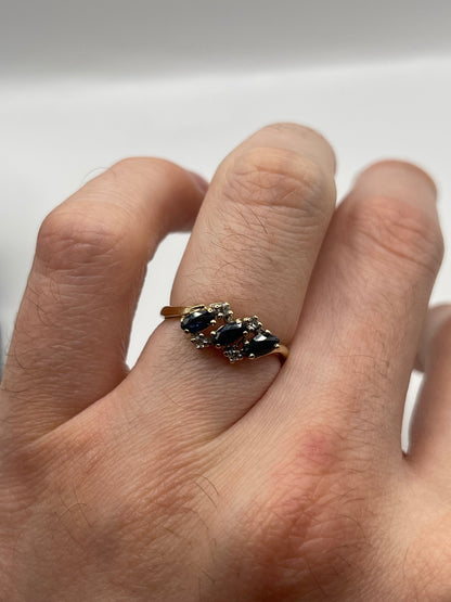 9ct gold sapphire and diamond ring