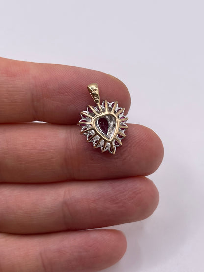 9ct gold ruby and diamond heart pendant