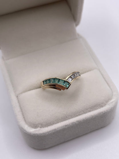 9ct gold emerald and cz ring