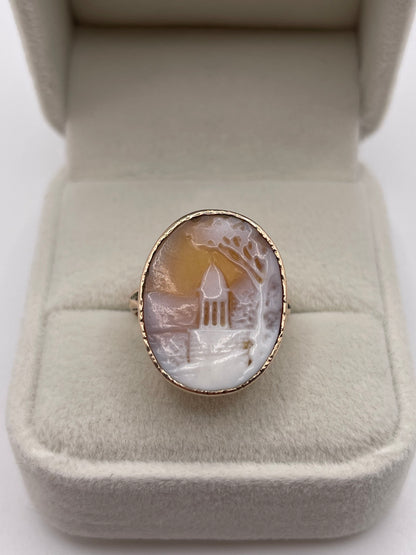 Antique 9ct rose gold cameo ring