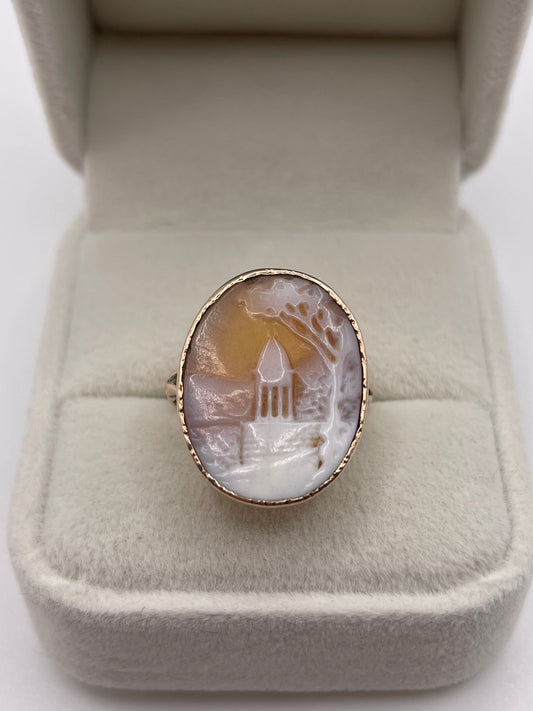 Antique 9ct rose gold cameo ring