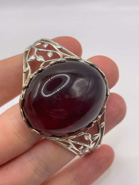 Silver amber bangle