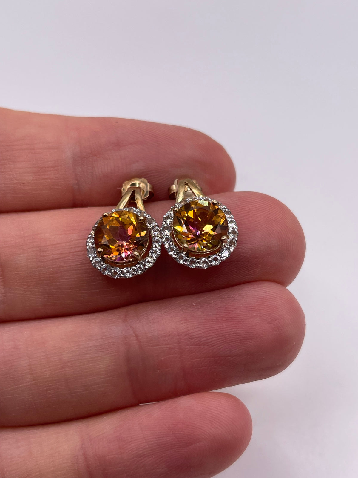 9ct gold topaz cluster earrings