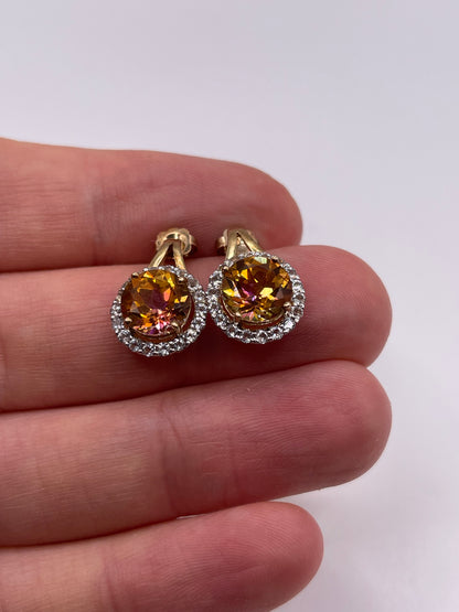 9ct gold topaz cluster earrings