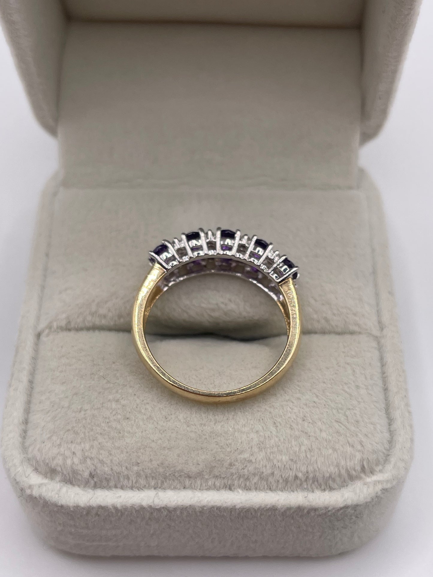 9ct gold amethyst and diamond ring