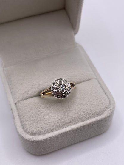 9ct gold diamond cluster ring
