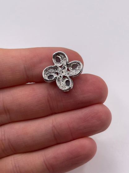 9ct white gold cats eye and diamond pendant
