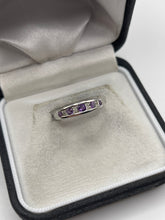 Load image into Gallery viewer, 9ct white gold amethyst and diamond ring
