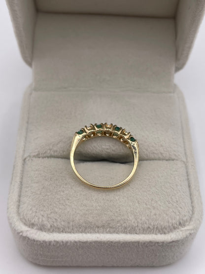 9ct gold emerald and diamond ring