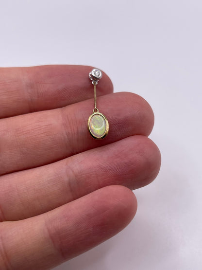 9ct gold opal and diamond pendant
