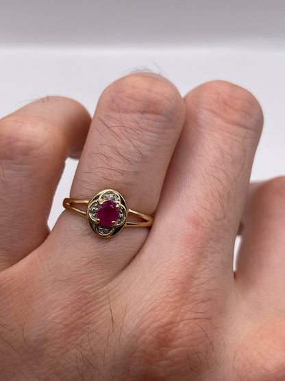 9ct gold ruby and diamond ring