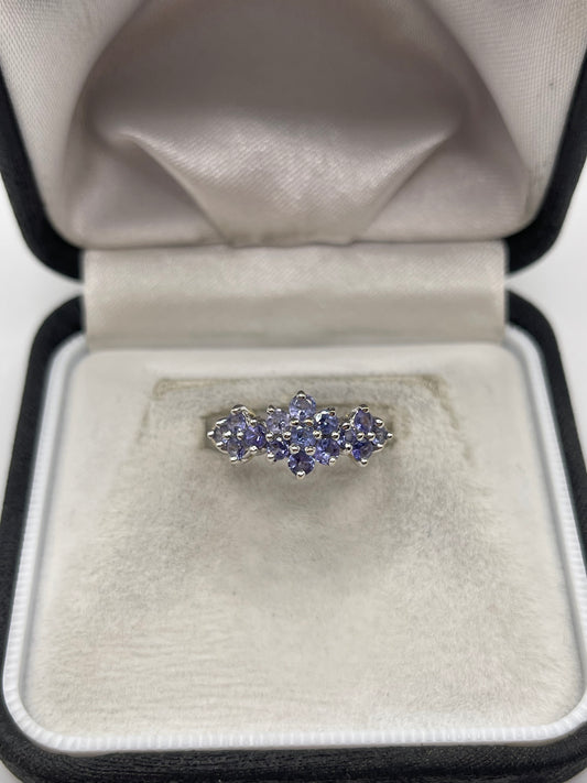 9ct gold tanzanite cluster ring