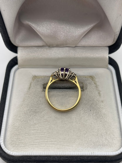 18ct gold amethyst and diamond ring