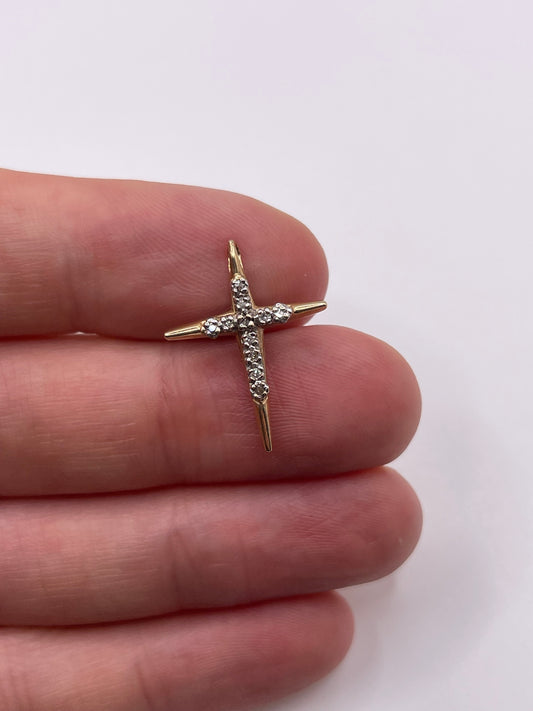 9ct gold diamond cross pendant