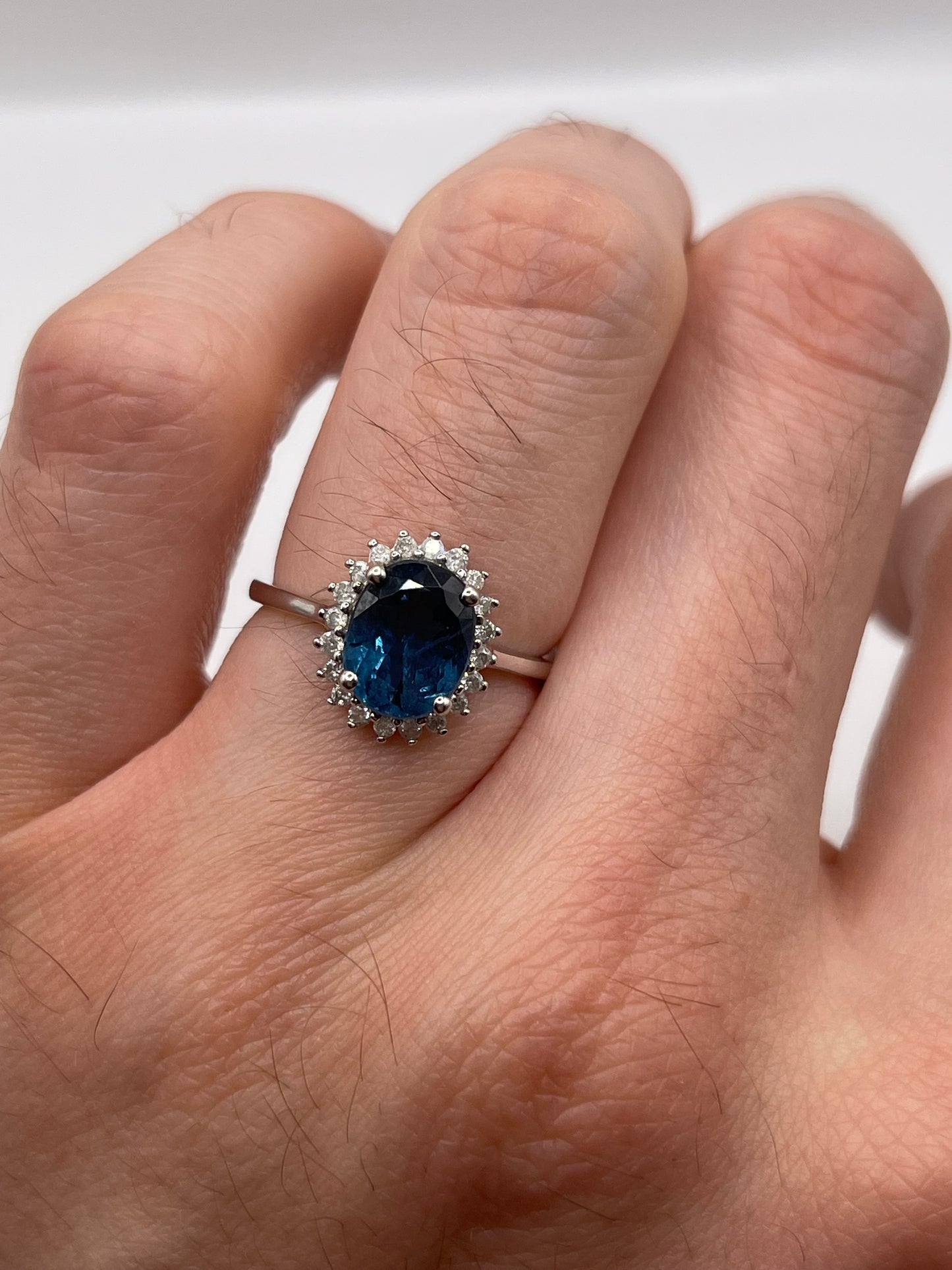 9ct white gold topaz and diamond ring